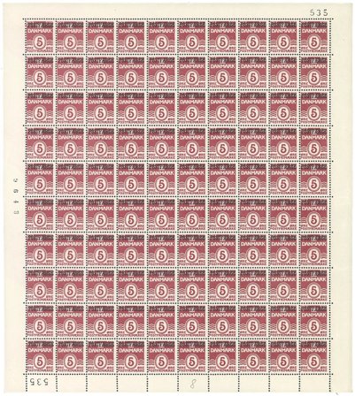 Danmark - Postfrisk helark AFA 28 marginal nr. 535