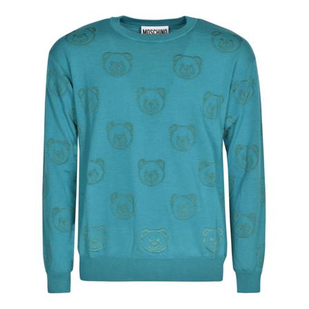 Moschino Round-neck Strik Blå, Herre