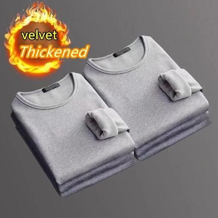 Vinter Termisk Underundertøj 2-delt Fløjl Langærmet T-shirt Mænd Fleece Sport Top Tykkelse Thermo Tøj Behagelig Varmt Top set10 M 40-45KG