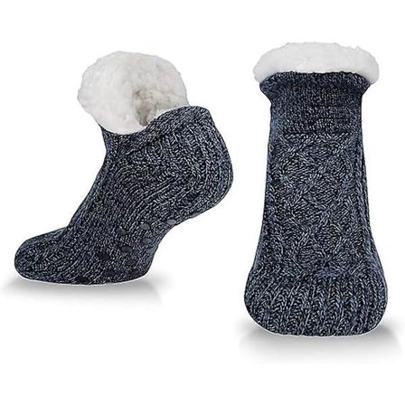 Slippers Damer Herre Sokker - Slipper Sokker, Varme Vinterforede Skridsikre Strikkede Fleece Sokker Slippers til 37-41, Navy Blå