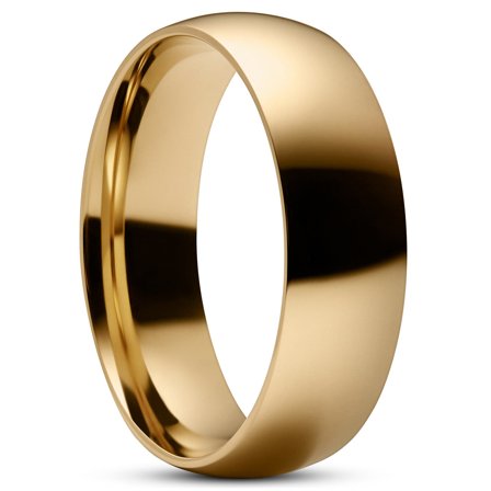 Anello semplice in acciaio inossidabile color oro per uomini - Anelli in acciaio