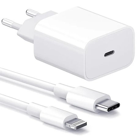Oplader til iPhone - Hurtigoplader - Adapter + Kabel 20W USB-C