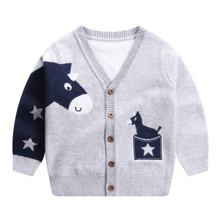 Toddler V-hals Stickade Tröjor Ponny Printed Button Down Cardigan