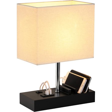 Bordlampe med USB-opladningsport, telefonstativer, moderne USB-sengelampe til soveværelsesnatbordlampe