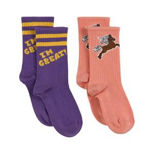 Mini Rodini 2-Pack Purple GOTS I Am Great Socks 24-27 (3-4 Years) - Underwear - 24-27 (3-4 Years) - Purple - Junge