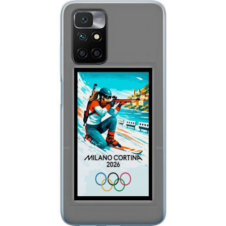 Kompatibelt Mobildeksel til Xiaomi Redmi 10 Retroplakat Cortina Milano 2026 med fjell, vintersportsutøvere, italienske trikolor, Milano-katedralen og