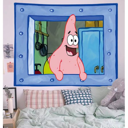 SpongeBob SquarePants hengegardin bakgrunnsduk Blekksprutduk hengemaleri veggduk sovesal tegneserie veggdekorasjon veggteppe 100*12cm