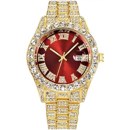 Herre Diamant Ur Mode Krystal Rhinestone Quartz Analog Ur Is Ur Armbåndsur