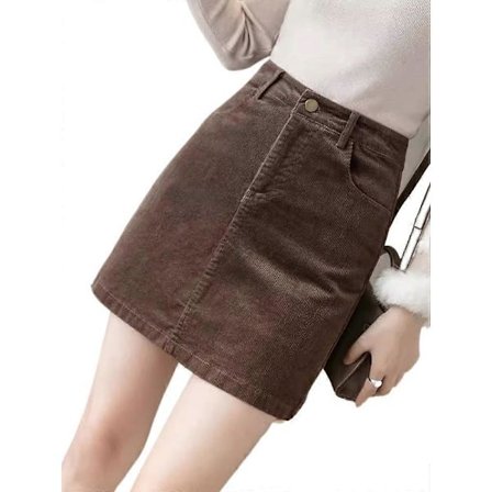 Brun manchesterkjol dam 2023 höst vinter ny hög midja slim fit pennkjol