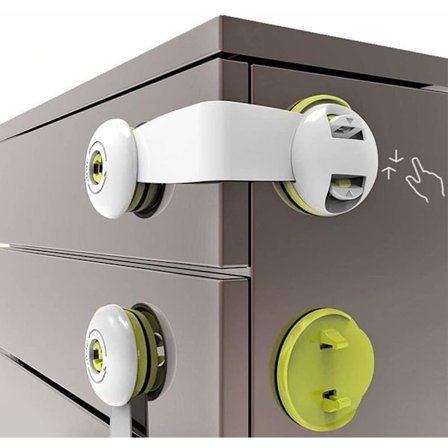 6-pakning barnesikre skaplåser, selvklebende for kjøkken, barnesikker sperre for dør, skuff, garderobe