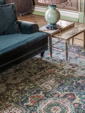 Tapis De Cuisine Georgia Oriental 300X400 Coton Vert/Multicolore Grand