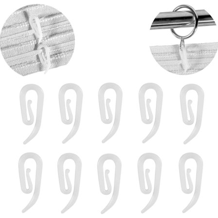 Hvide Plastik Gardinerkroge, 100 stk., 2,8x1,2cm, Gardinfastgørelse
