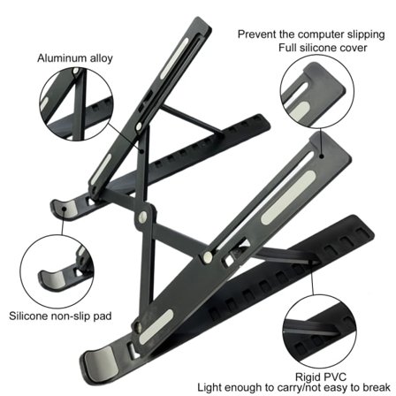 Justerbart stativ for bærbare datamaskiner og nettbrett, ergonomisk stativ