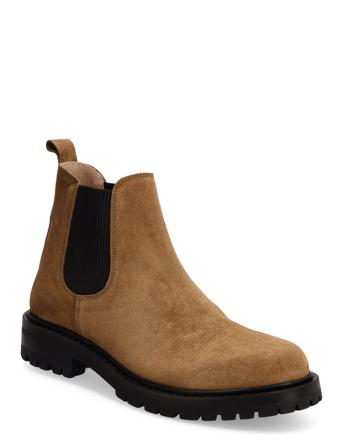 Booties - Flat Shoes Chelsea Boots Brun ANGULUS