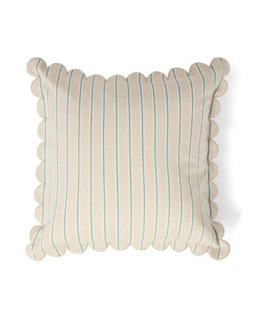 Lexington Gestreifter bio-baumwoll-kissenbezug mit muschelsaum, blau