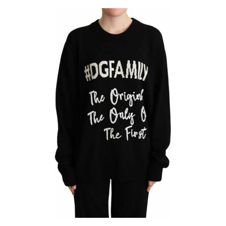 Dolce & Gabbana, Dgfamily Cashmere Pullover Sweater Czarny, Kobieta, Rozmiar: L
