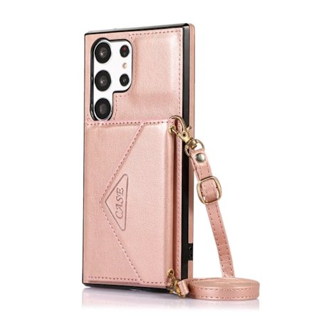 Etui til iPhone 16 Rose Gold Lommebok med Kortholder i lær
