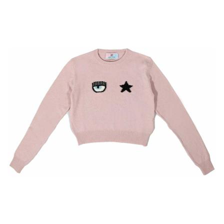 Chiara Ferragni Collection Round-neck Strik Lilla, Dame Striktrøjer