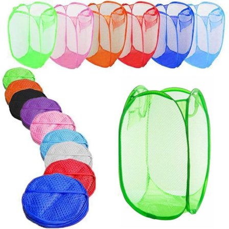 Foldbar Popup Kurvtaske Mesh Opbevaringsorganisator til Vaskeri, Badeværelse, Børneværelse, Kollegieværelse eller Rejser