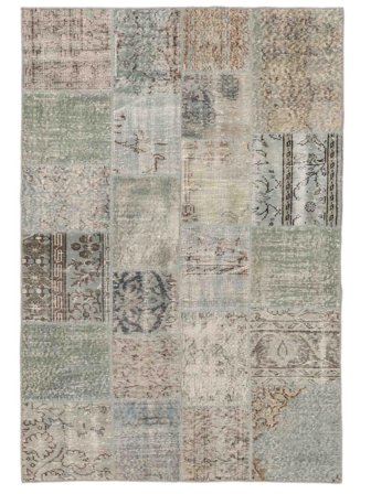 Noué À La Main Patchwork Tapis 140X200 Vintage De Laine Jaune Foncé/Orange Petit