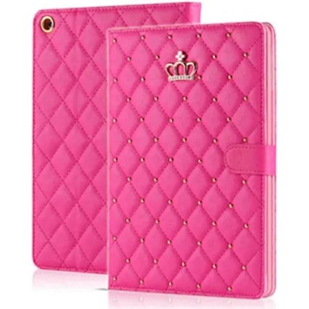 iPad 10.2 2021/2020/2019 9./8./7. Generasjon Deksel, Krone Design Bling Diamant Søt Elegant PU Lær Smart Auto Sleep/Wake Stativ Støtsikkert Deksel for