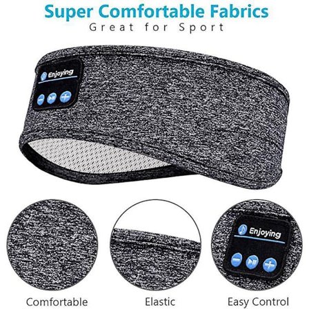 Sovende hovedtelefoner Bluetooth hovedbånd, bløde langtidsspillehovedtelefoner med indbyggede højttalere Perfekt til træning, løb, rejser, yoga, 