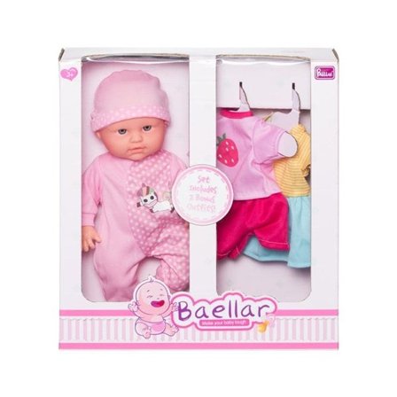 Babydukke 30 cm med to antrekk