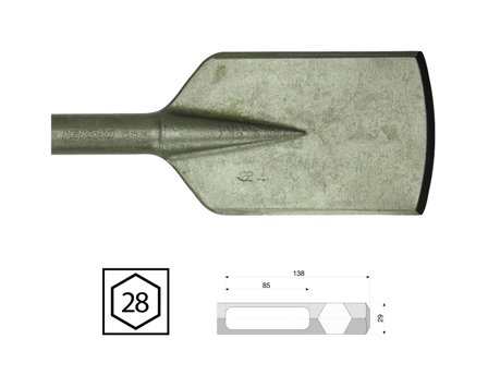 HiKOKI 66751525 Asfaltmeisel 28 mm sekskant, 125x500 mm, Maskintilbehør & forbruk