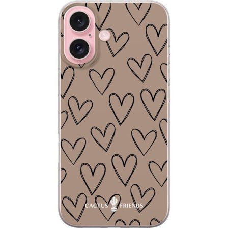 Kompatibel Mobilcover til Apple Apple iPhone 16 Cactus and Friends - Earthy Sketch Hearts