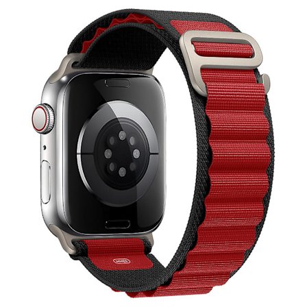 Alpine Loop-armband för Apple Watch Rem 49mm 44mm 40mm 45mm 41mm 42mm 38mm 38 40 44 45 Mm Armband Iwatch Ultra Series 7 6 3 Se 8 svart-röd