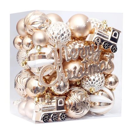 Julgranskulor, 65 stycken, ljus champagne, juldekorationer