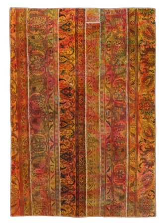 Tapis Patchwork 169X245 Marron/Rouge Foncé (Laine, Perse)