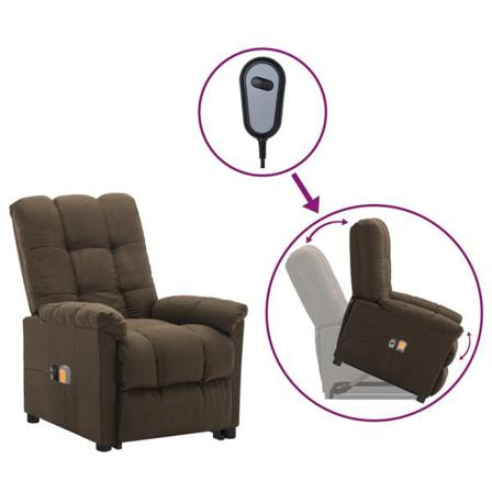 Vidaxl Massagefåtölj Med Uppresningshjälp Brun Tyg Brun