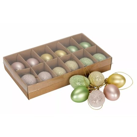Egg/Heng Glass Mix Pastell 12-pakning Påskeegg