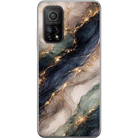 Kompatibelt Mobildeksel til Xiaomi Xiaomi Mi 10T Pro 5G Luksuriøs abstrakt marmor kunst i svart, hvitt og gull med elegante linjer, eksklusivt design