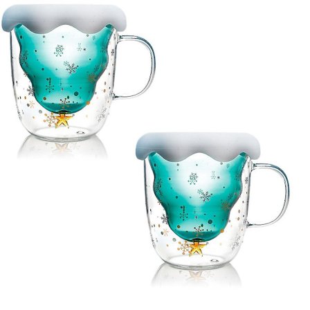 Söta muggar Julmuggar Kaffe Te Glas Dricksglas Kaffe Glas Dubbelvägg Isolerat Glas Espresso Kopp Latte Macchiato Glas Termisk Gla