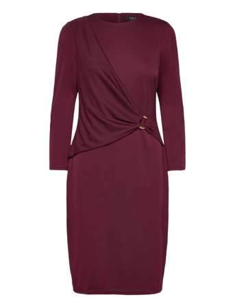 Lauren Ralph Lauren Jersey Three-Quarter-Sleeve Dress - Burgundy - 34
