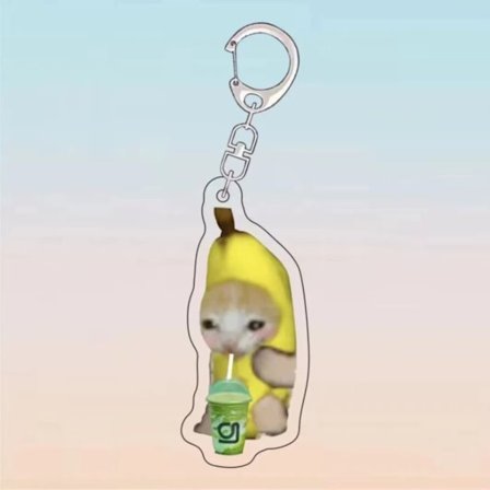 5 ST Banan Cat Nyckelring Cat Funny Pendant 5 5