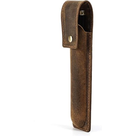 1 stk penn etui beskyttende hylster for fyllepenn håndlaget vintage ekte lær penn etui deksel penn lomme oppbevaring holder