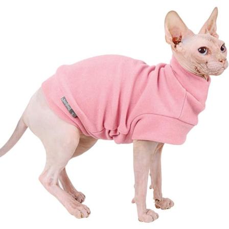 Små hunde- og kattejumpere blød fleece vest lyserød S