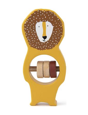 Wooden Rattle - Mr. Lion Patterned Trixie Baby