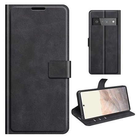 Hållbart konstläder Google Pixel 6 Pro fodral med plånbok - Svart