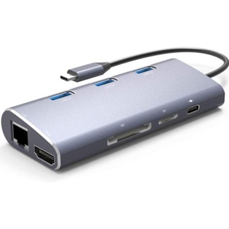 USB-C Hub Adapter 8-i-1 med 4K HDMI Gigabit Ethernet Splitter USB 3.0 SD/TF-kortläsare Cuich