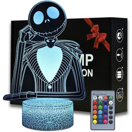 Halloween Town - Kurpitsakuninkaan Jack Skellington 3D Illuusio Y valo, Anime Ty p yt lamppu Kaukos timell Lasten Makuuhuoneeseen, Luova