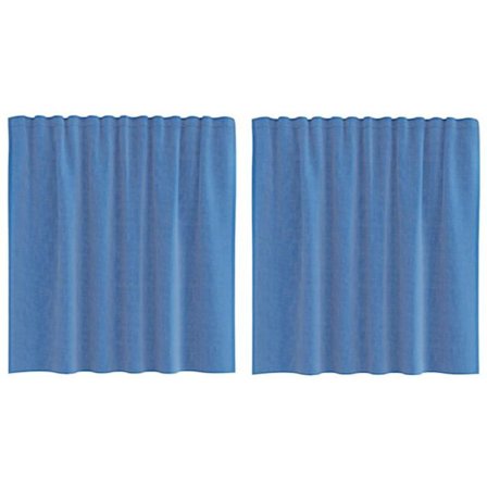 Gardiner i voile - vidaXL - Kungablå - 140x140 cm - 2 delar - Halvtransparent - 100% polyester - Stångficka