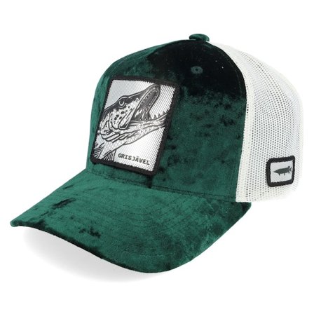 Skillfish - Grønn trucker Caps - Grisjävel Silver Velvet Green/Ivory Trucker @ Hatstore