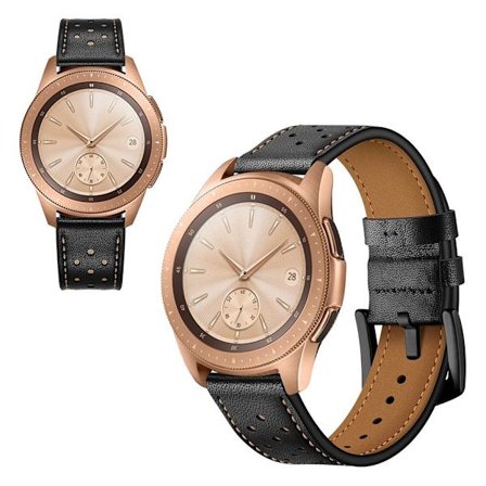 Samsung Galaxy Watch (42mm) ægte læder Urrem - Sort