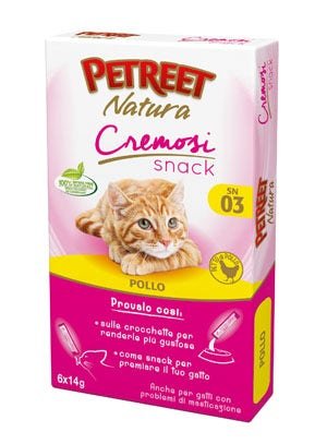 Petreet Natura Cremosi Snack Pollo Snack Per Gatti Adulti 6 Pezzi