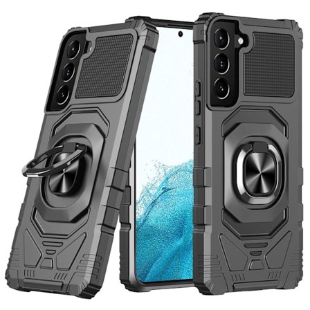 Slidstærkt cover i hård plast med blød inderside og kickstand til Samsung Galaxy S22 - Sort