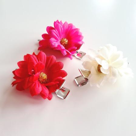 3 Hårspännen Med Söt Blomma I Tyg Flerfärgad